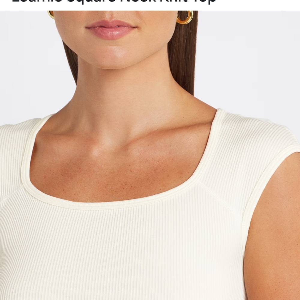 nine britton White Ribbed Women's Top SizeLarge New With Tags - Picture 4 of 9